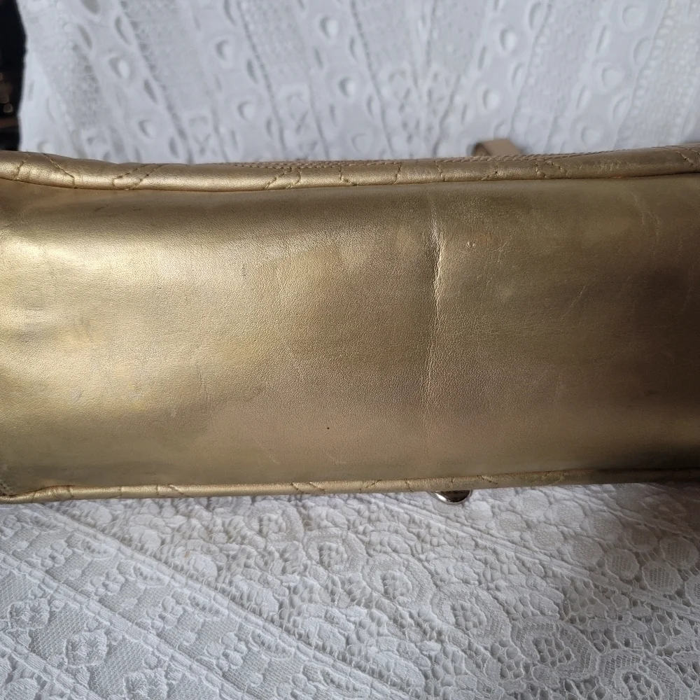 Huge Gold Leather Coach Diaper Laptop Bag